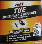 Diffuseur d'INSECTICIDE FURY - TUE Moustiques, Mouches .... - Plaquette - 4 MOIS
